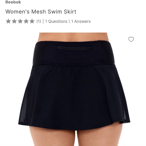 Reebok Black Mesh Mid-Rise Swim Skirt With Back Pocket - Picture 3 of 16
